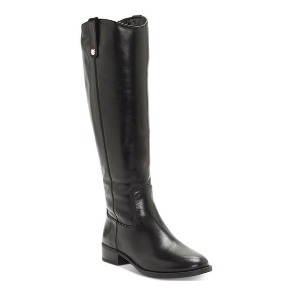 NWT INC Womens Black Fawne Round Toe Stacked Heel Zip-Up Riding Boot 7 M WC